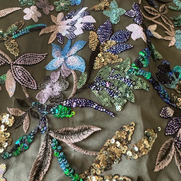 Elegant Green Floral Long Sleeve Dress - Picture 10 of 15